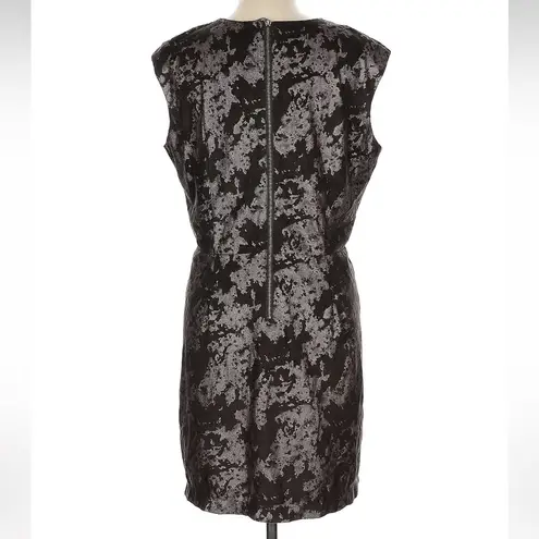 Vivienne Tam  Shimmering Black Brown Metallic Faux Suede Silver Dress Size 12 L