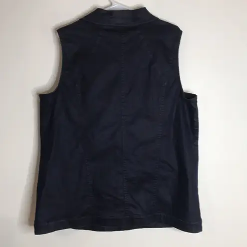 Eileen Fisher  ladies organic cotton dark denim blend zip up vest size 1X