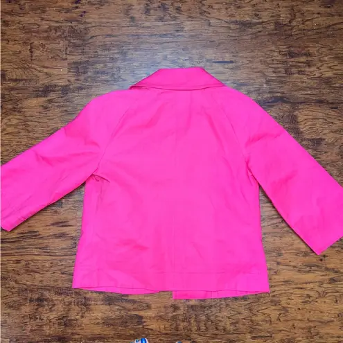 Rafaella Hot Pink Cropped Sleeve 2-Button Blazer Tailored Utility Jacket Barbie Size M
