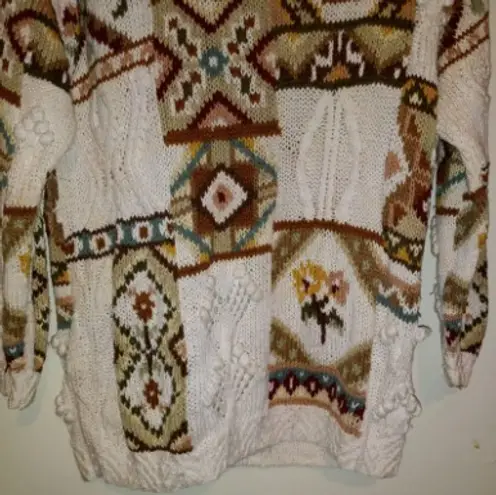 VTG Tiara Chunky Knit Sweater-Large-Geometric-3D Embellishments-Shoulder Pads