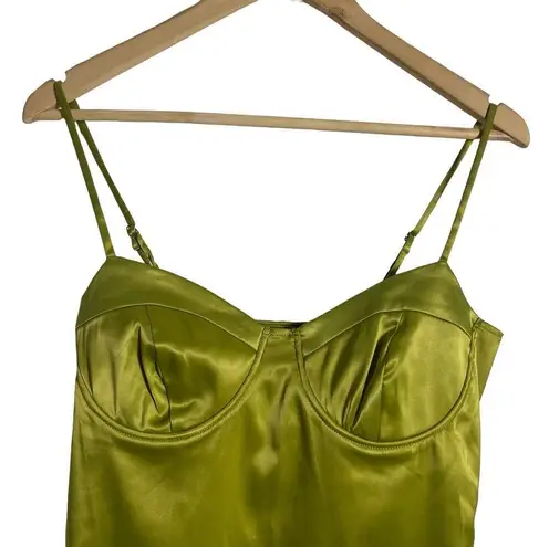 Pretty Garbage Green Satin Underwire Sleeveless Mini Dress Size Medium
