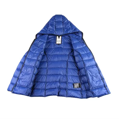 SOIA & KYO Women’s Down Puffer Jacket Blue Hooded Lightweight Size S/P F266