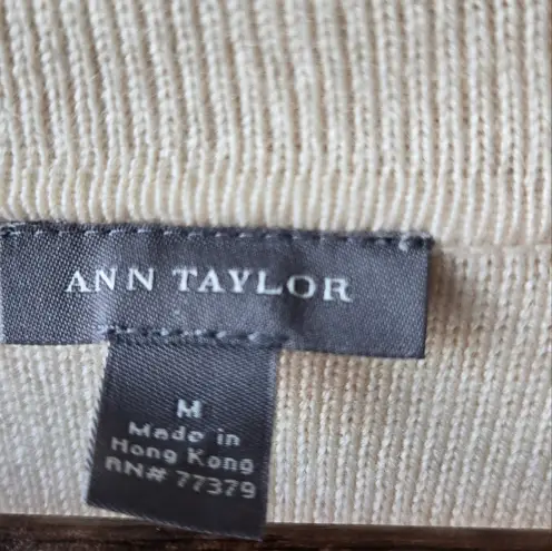 Ann Taylor  Cream Neutral Minimalistic Wool Blend Cardigan Knit Sweater Medium