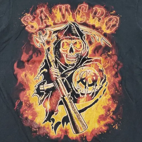 Sons Of Anarchy Shirt Size Medium Samcro Flaming Grim Reaper Graphic Print Shirt Unisex T-shirt