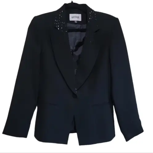 Kasper  Women’s Black Blazer Jacket with Sequins Lapel Collar Size 6