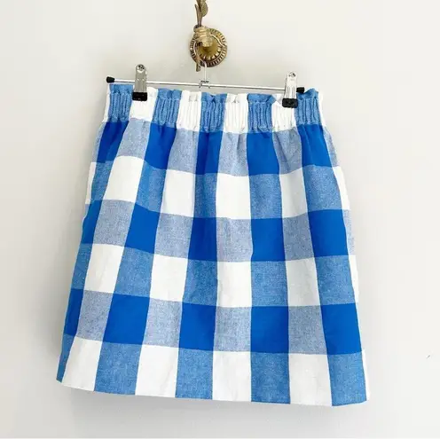 J.Crew  Bold Blue + White Picnic Gingham Plaid Checkered Mini Skirt Size 2