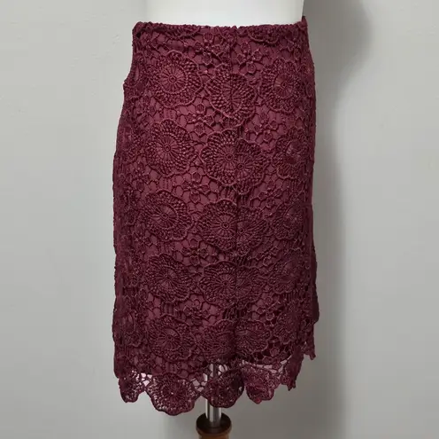 Soulmates Maroon Scalloped Lace Mini Skirt Size 11