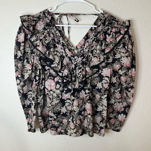 ST. ROCHE Hatfield Top in Belladonna Print boho bohemian floral flowers 6 Black