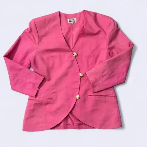 Vintage 1980s Hot Pink Blazer with Gold Pearl Buttons – Size XL
