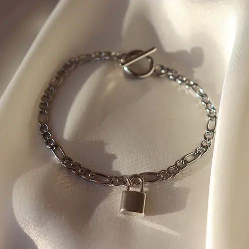 Boutique Silver Lock And Toggle Bracelet