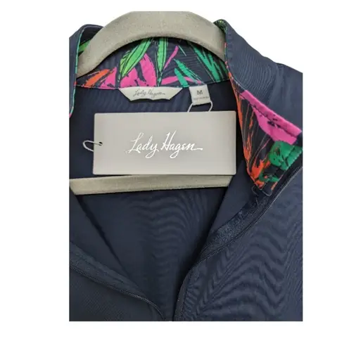 Lady Hagen Patterned Sleeveless Athletic Top Zip NWT Size M