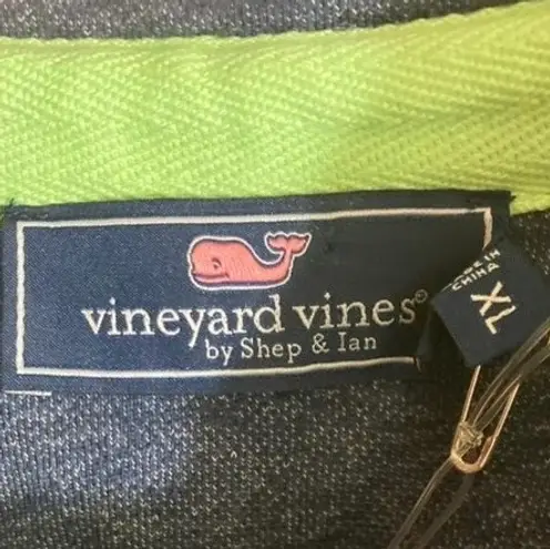 Vineyard Vines NWT 1/4 Zip Mock Pullover Shep Sweatshirt Mens XL Women’s 2XL Lime Green & Grey Unisex