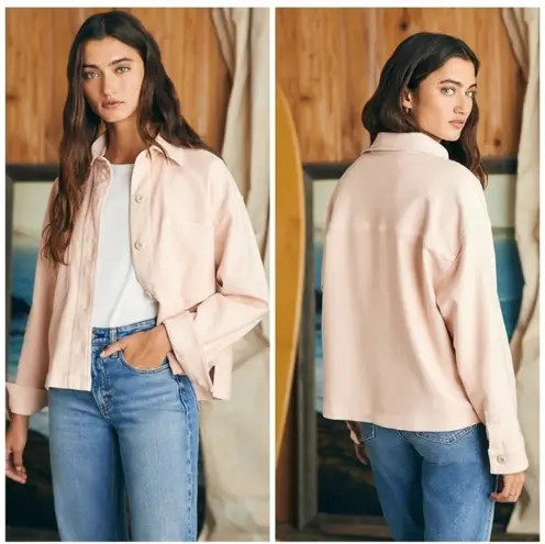 Faherty Stretch Terry Overshirt Peach Whip