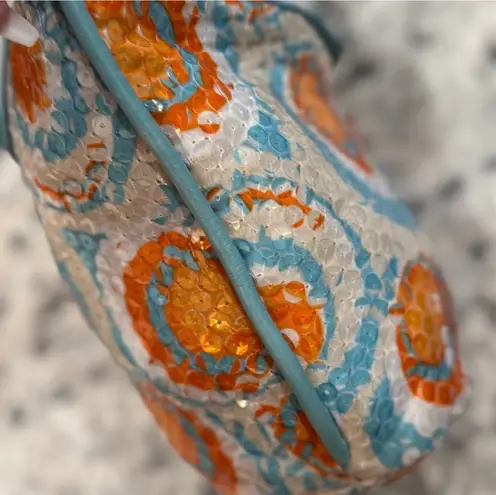 Italian Designer Nuovedive Sequin & Leather Handbag Blue