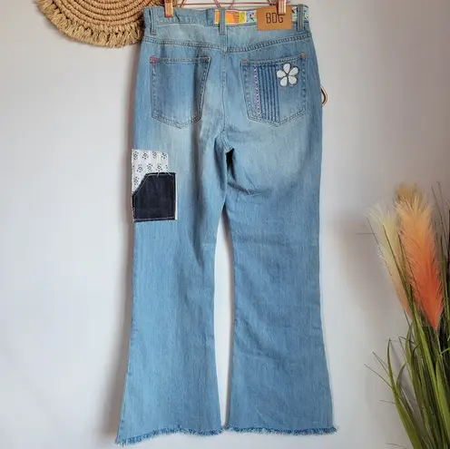 Urban Outfitters , New, BDG Indigo Craft Patchwork High Waisted Flare Jeans 27