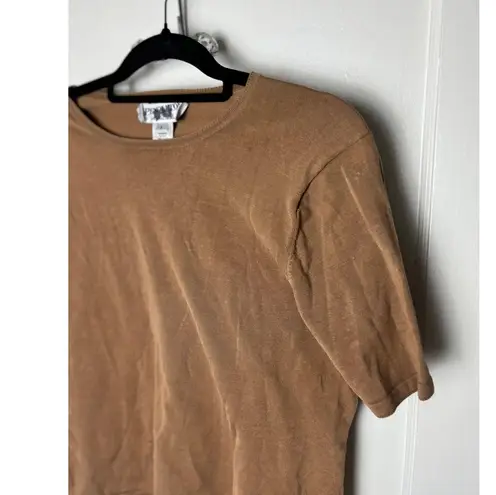 Pendleton Vintage Women's Brown Silk Blend Boxy Short Sleeve Top Size Large