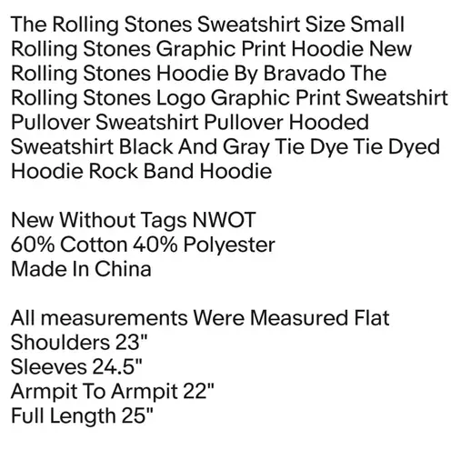 Bravado The Rolling Stones Sweatshirt Size Small Rolling Stones Graphic Print Hoodie New Unisex