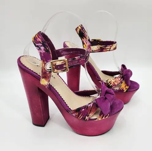 Sole Obsession Chunky Platform Purple Heels Buckle Open Toe Womans Size 7.5 Heel