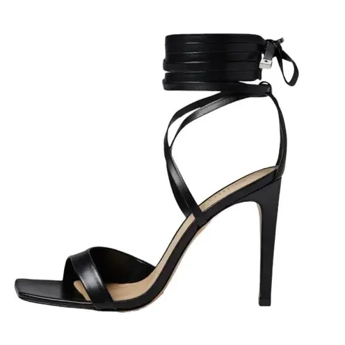 Schutz Bryce Leather Strappy Lace-Up Open Toe Sandals Black Size 9.5 New In Box