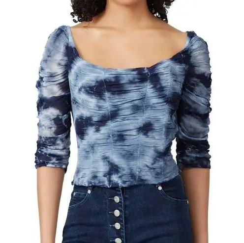 Miaou Tie Dye Blue & White Madeline Crop Top Boned Bodice Corset Bustier sz L Size L