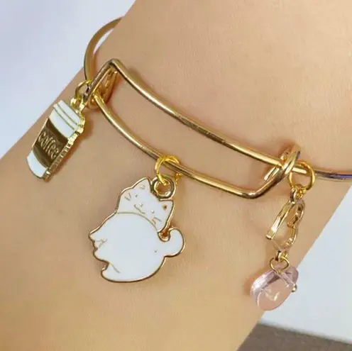 Handmade Kawaii cat coffee lover bracelet/bangle