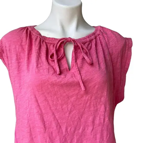 Dylan NWT, Pink Short Cap Sleeve Tie Front Cotton Top, Sz S