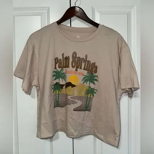 Organic Generation Palm Springs California Cropped T Shirt L NWOT Tan Size L