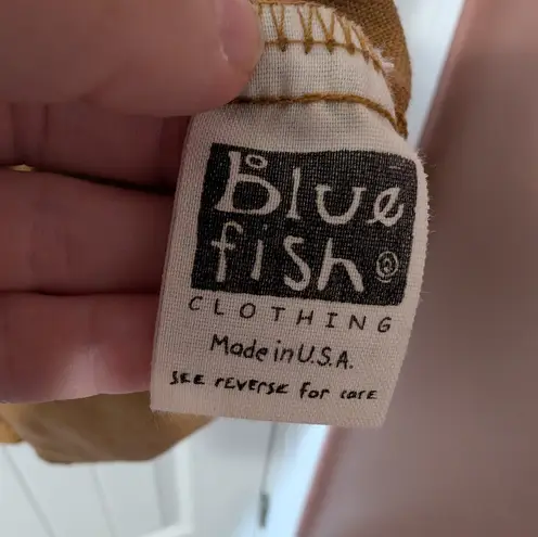 Vintage Bluefish Floral Hand Painted Linen Vest Women's 2 Tan/Brown Brown