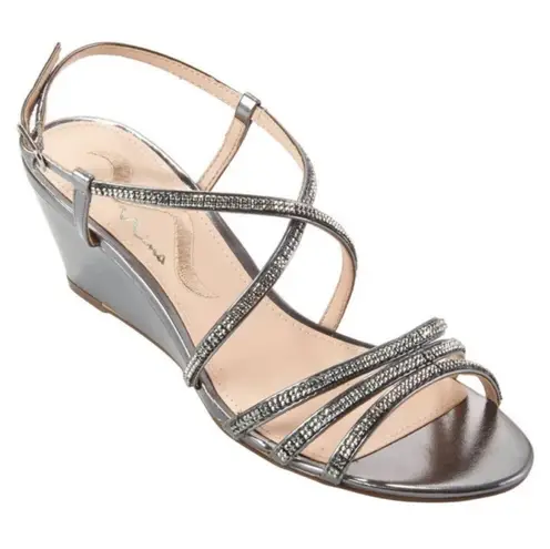 Nina Silver Neona Embellished Wedge Strappy sandal sz 7
