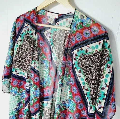 Band of Gypsies  Boho Mixed Print Mixed Pattern Sheer Cardigan Women's Size Small