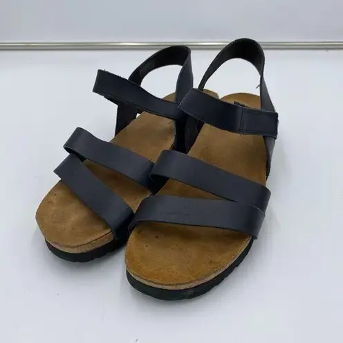 NAOT Women Black Leather Cork Foot Bed Israeli Kayla Sandals Size US 10/ 41