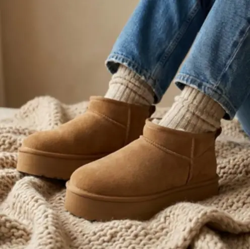 Cushionare Chestnut Ultra Mini Platform Ankle Boots