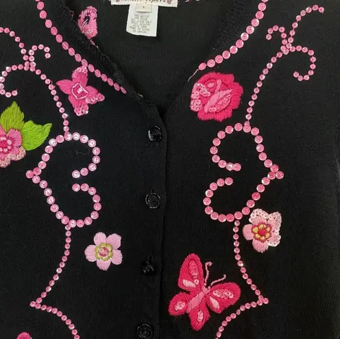 Nanette Lepore Vintage  Butterfly Sequence Embroidered Button Down Sweater - Image 5