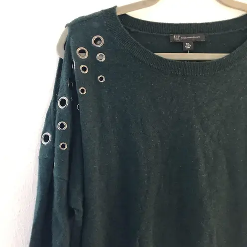 INC  Sweater Hunter Forest Green w/ Metal Grommets & Cold Shoulders Sz XXL BNWT