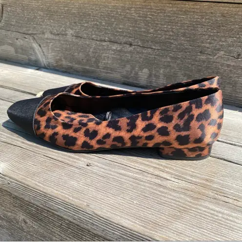 ZARA Leopard print with black cap toe slip on flats 6.5