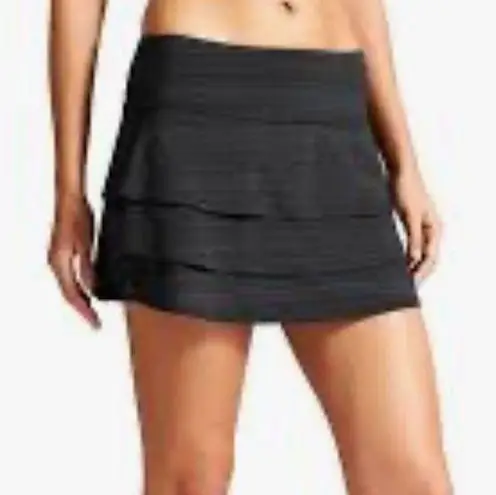 Athleta  Stripe Swagger Skirt Skort Black Heathered 983302 Tiered Size large