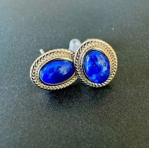 Victorian Inspired S925 Lapis Lazuli Earrings Blue
