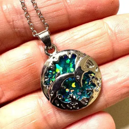 Dolphin blue pendant necklace