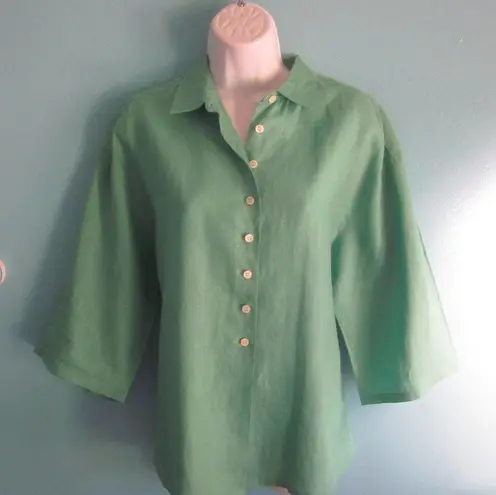 British Khaki  Linen Shirt Size 8