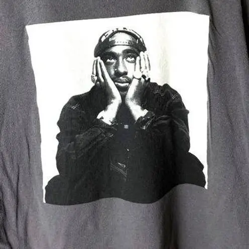 2Pac Rap Tee T Shirt Gray XXL 2XL Artist Rapper Graphic 100% Cotton Solid Logo Size undefined