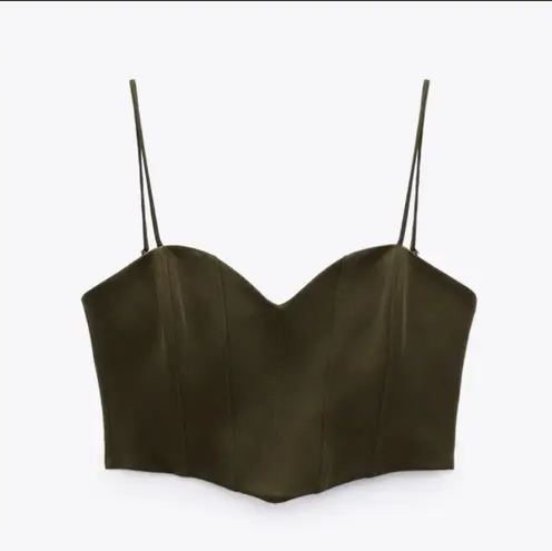 ZARA Bustier / Corset Crop Top Khaki