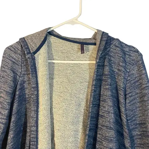 NYDJ Heathered Blue Hooded Opened Waterfall Draped Jacket Women Sz XS