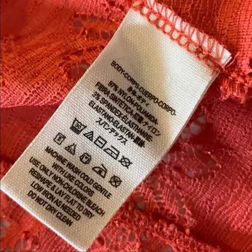 Free People Burnt Orange Eyelet Lace Peplum Top Size XS