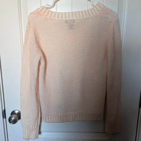Wet Seal  Acrylic Coated Knit Pullover Sweater High Low Hem Peach/White Large