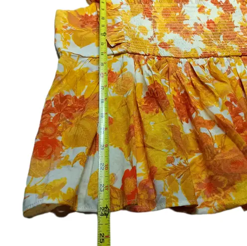 Rose + Olive Size MEDIUM Floral Tank Top Ruffle Smocked New