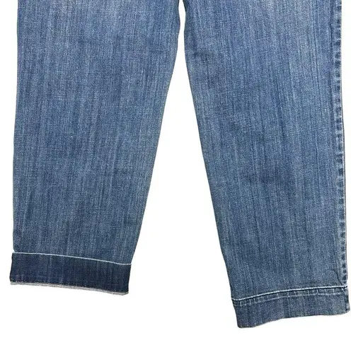 Chico's  Platinum Size 0 US 4 Straight Leg Crop Jean Cotton Stretch Med Wash Blue