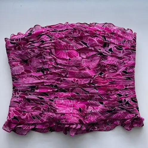 Kay Unger pink floral Silk bustier corset top coquette vintage y2k whimsical 10