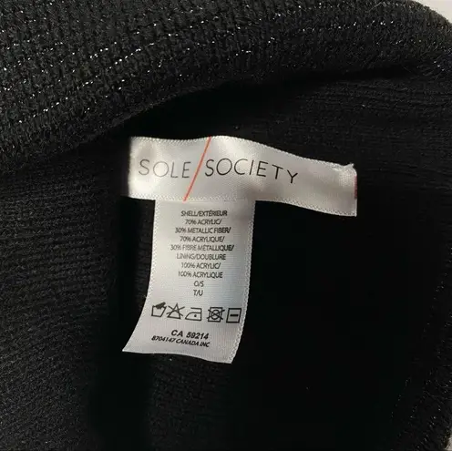 Sole Society black knit hat with subtley shimmery silver-metallic threads