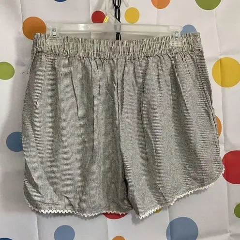 Caslon NEW Size Large Pinstriped Shorts Linen Blend 🌿💕