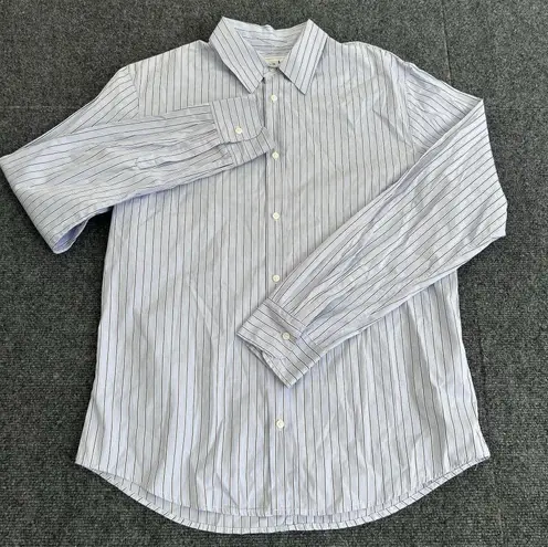 Frank & Eileen Women's Super 100s 2 Ply Cotton Striped Shirt Sz Large READ